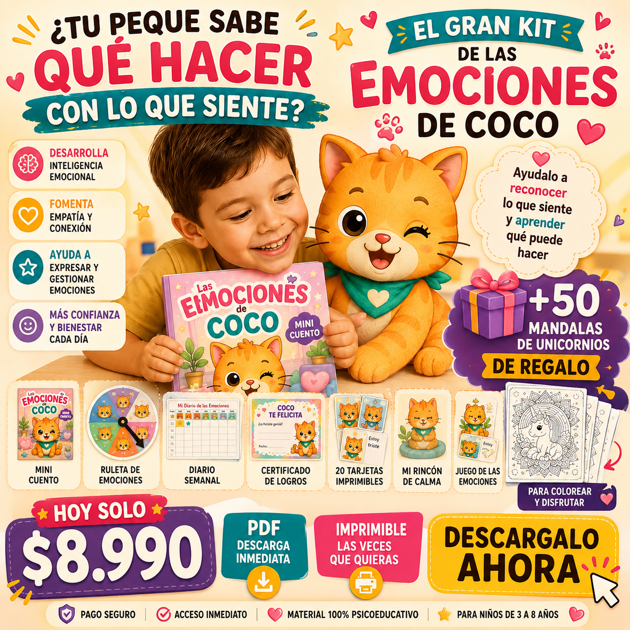 El Gran Kit de las Emociones de Coco + Mandalas de Unicornios de Regalo