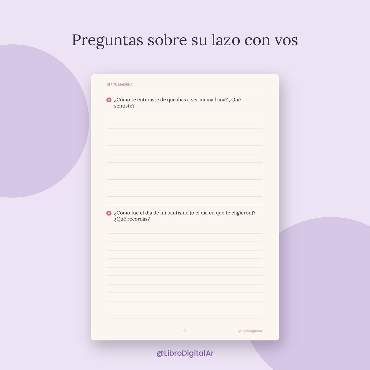 Madrina, contame tu historia · Libro para completar (Imprimible + Digital)