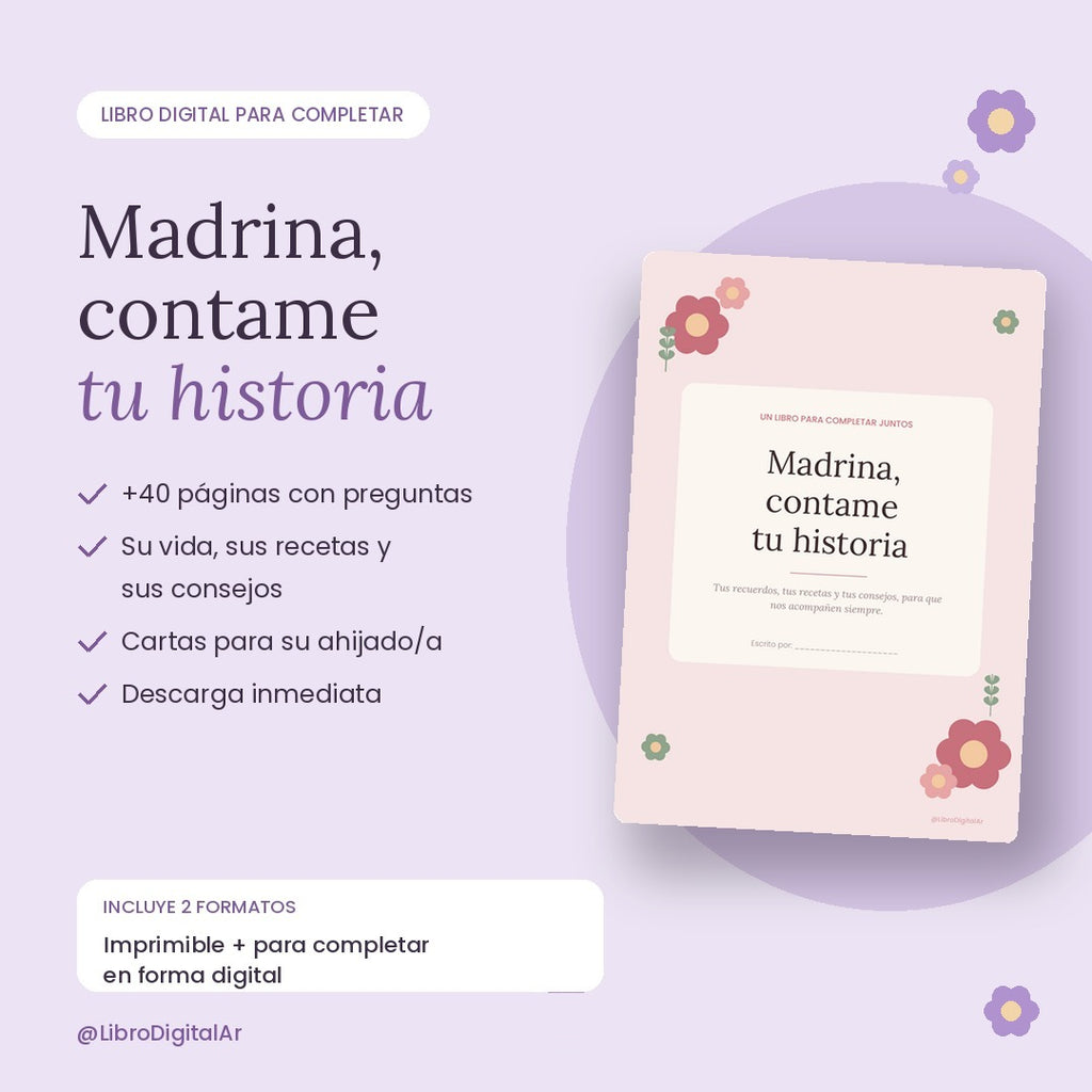 Madrina, contame tu historia · Libro para completar (Imprimible + Digital)