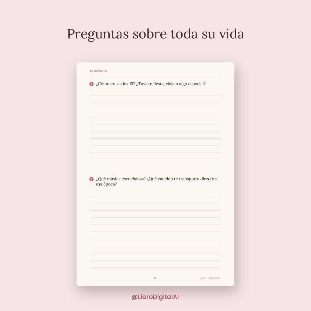 Mamá, contame tu historia · Libro para completar con sus recuerdos (Imprimible + Digital)