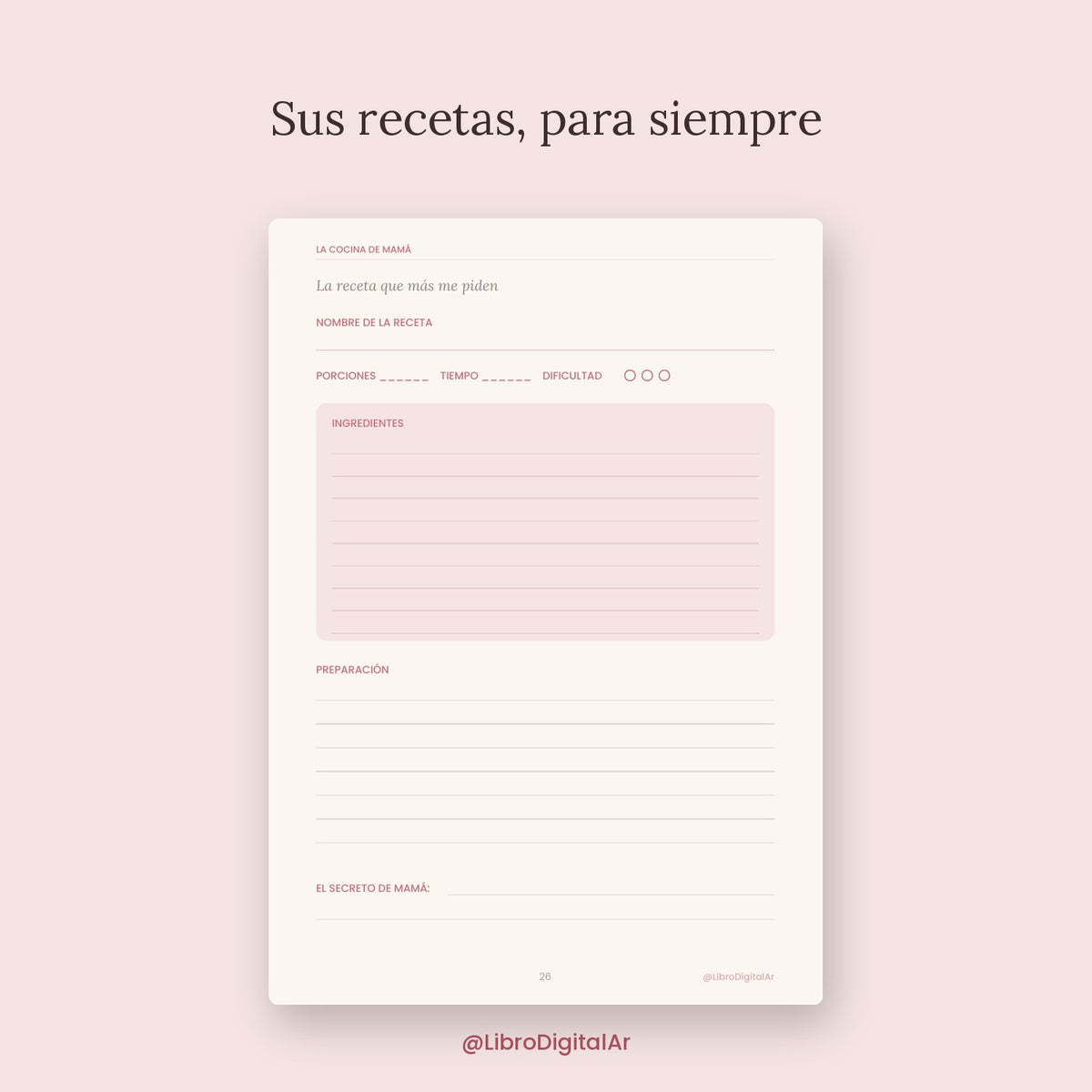 Mamá, contame tu historia · Libro para completar con sus recuerdos (Imprimible + Digital)