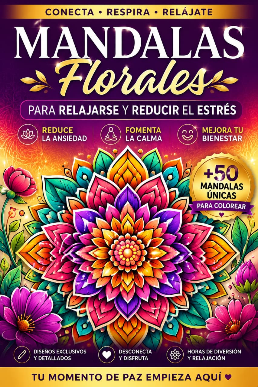 🌸 +50 Mandalas Florales para Relajarse — Colorear y Desconectar
