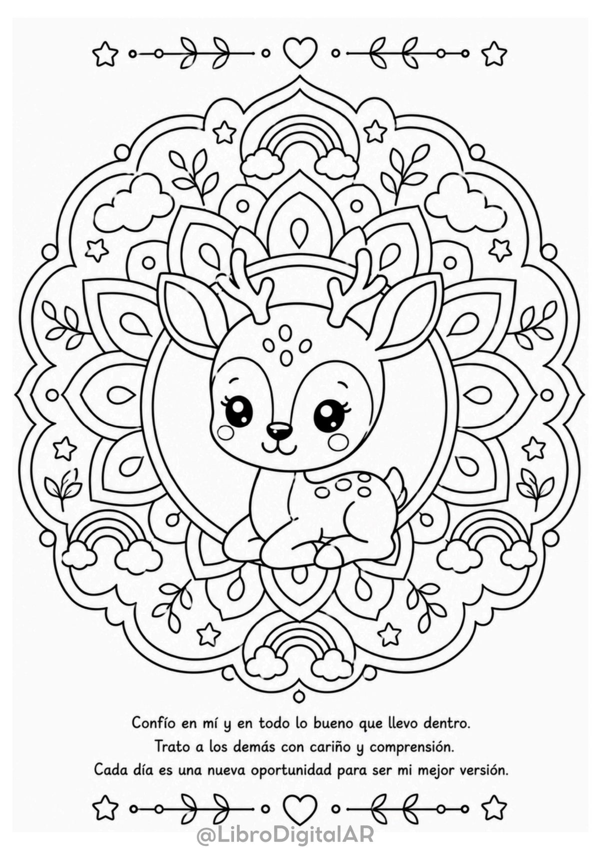 65 Mandalas Florales con Animales para Niños — Para Colorear CON FRASES MOTIVACIONALES