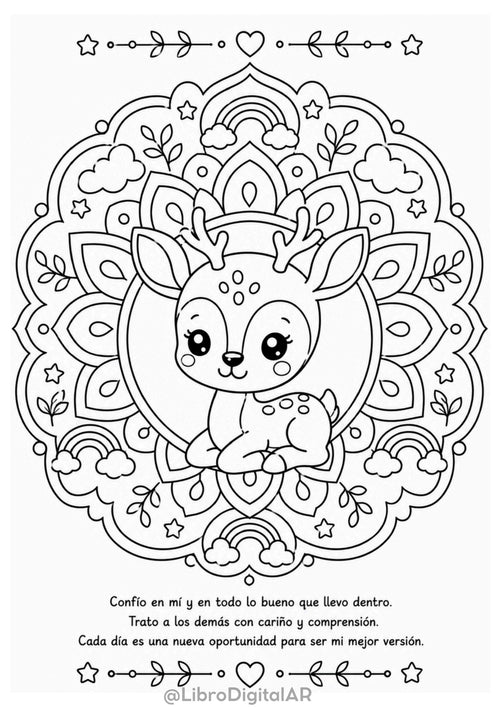 65 Mandalas Florales con Animales para Niños — Para Colorear CON FRASES MOTIVACIONALES