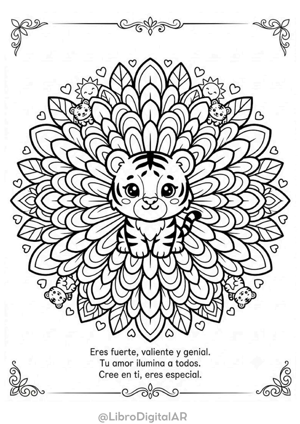 65 Mandalas Florales con Animales para Niños — Para Colorear CON FRASES MOTIVACIONALES
