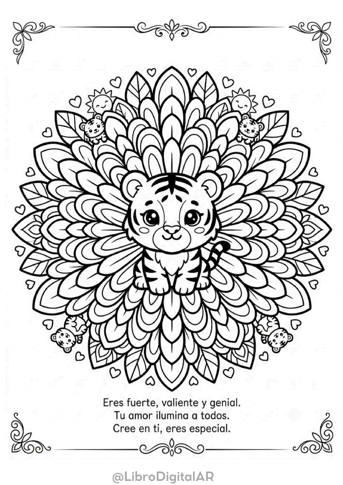 65 Mandalas Florales con Animales para Niños — Para Colorear CON FRASES MOTIVACIONALES