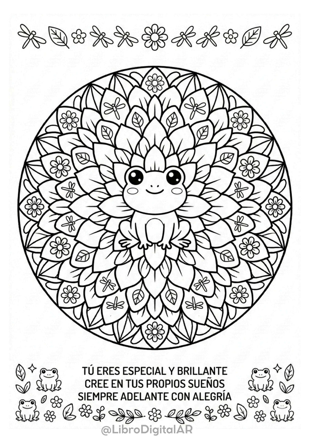 65 Mandalas Florales con Animales para Niños — Para Colorear CON FRASES MOTIVACIONALES