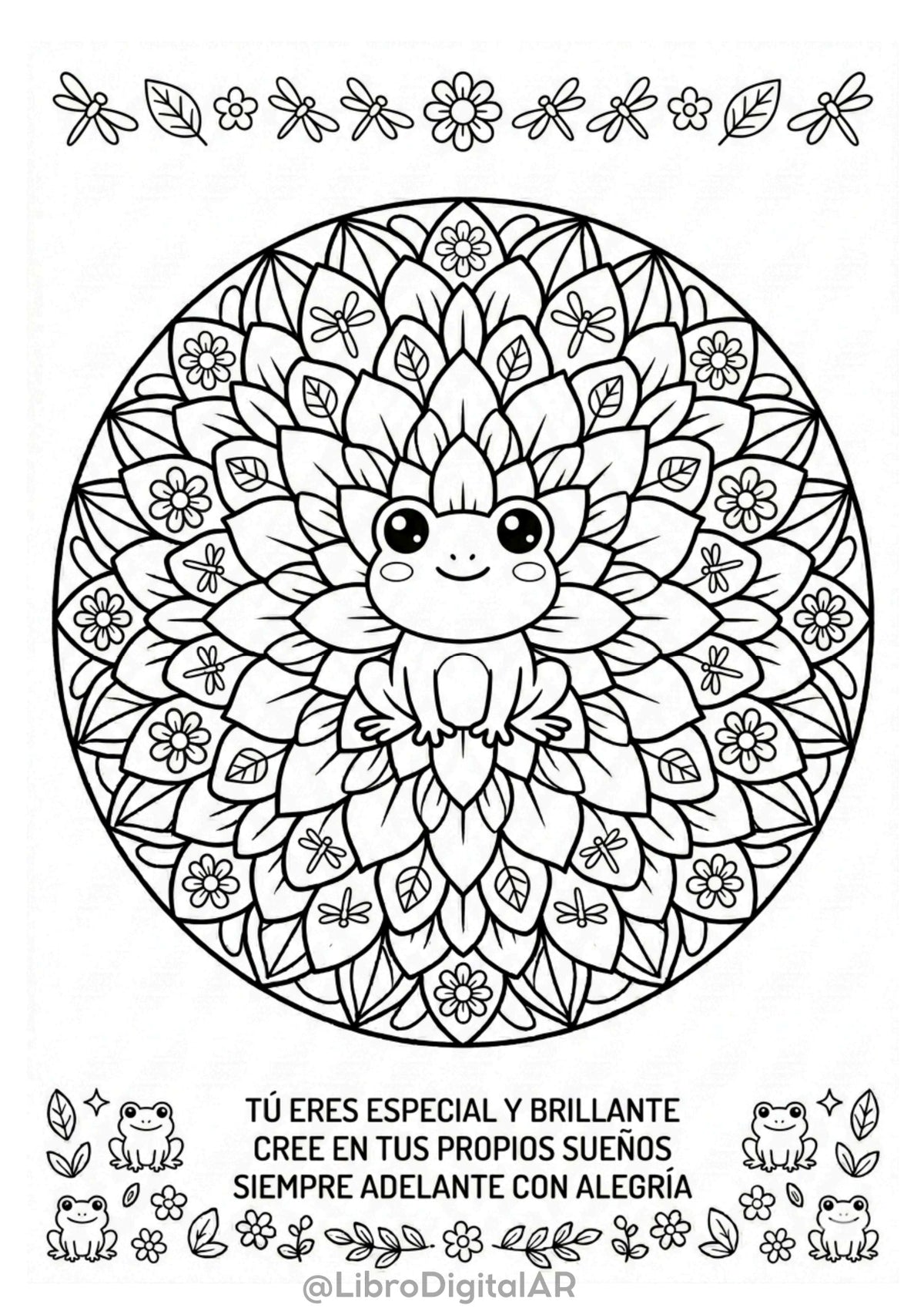 65 Mandalas Florales con Animales para Niños — Para Colorear CON FRASES MOTIVACIONALES