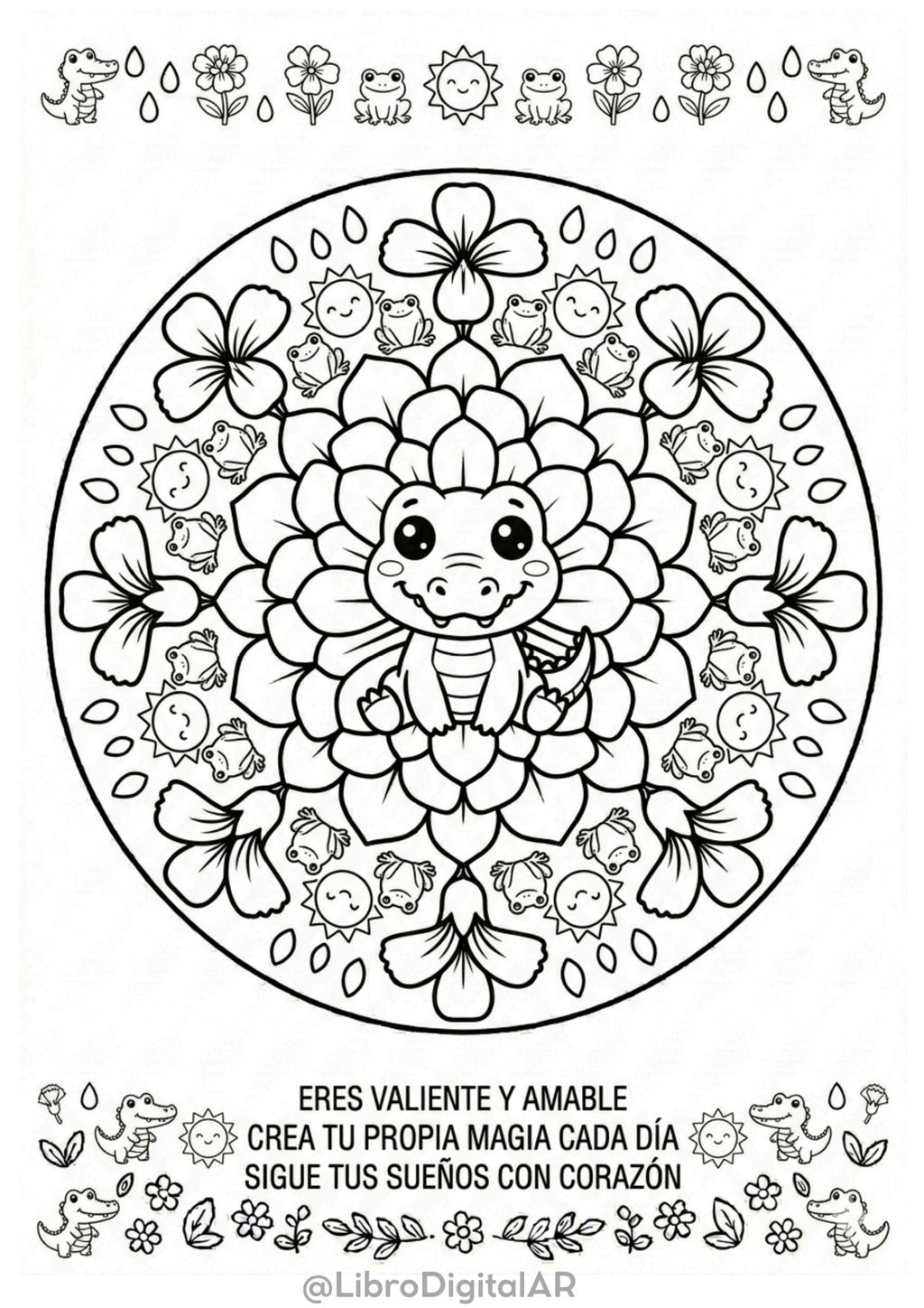 65 Mandalas Florales con Animales para Niños — Para Colorear CON FRASES MOTIVACIONALES
