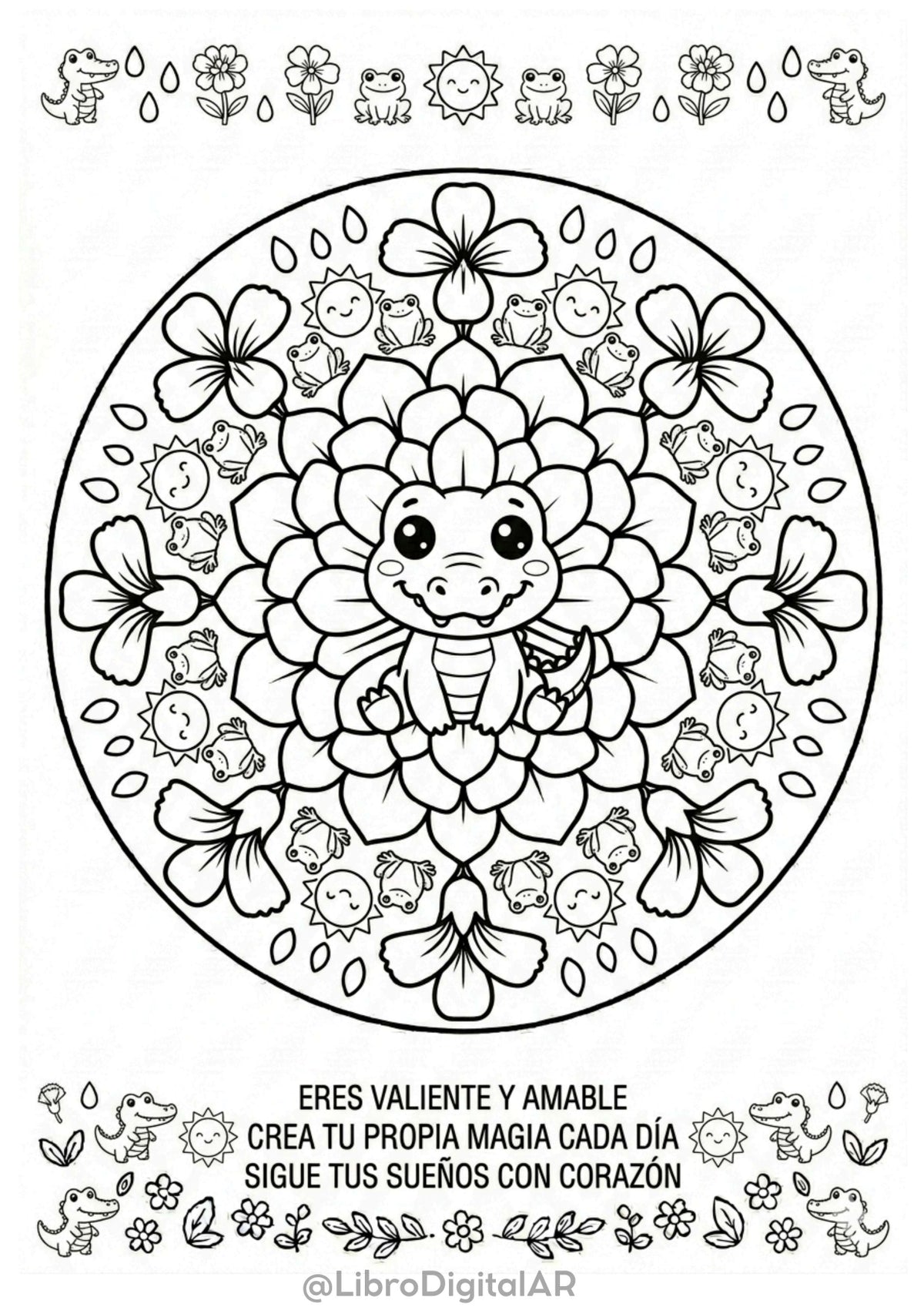 65 Mandalas Florales con Animales para Niños — Para Colorear CON FRASES MOTIVACIONALES