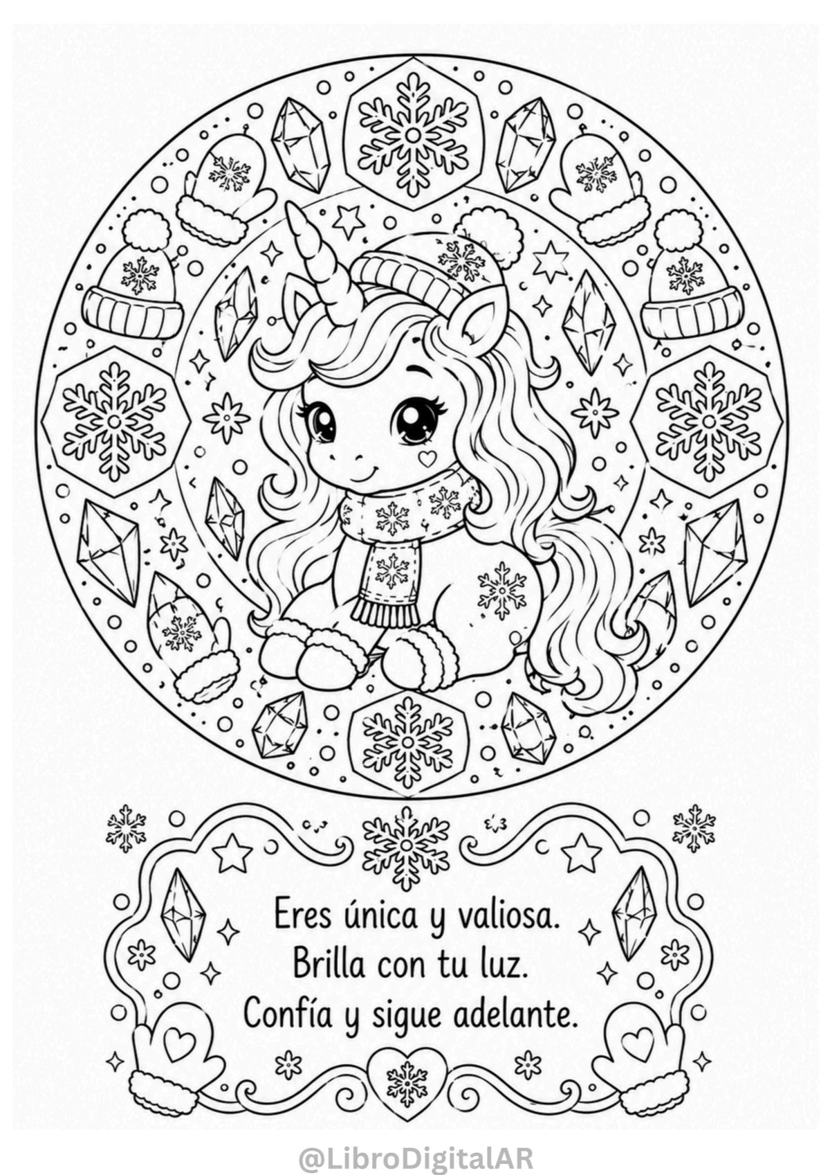 🦄 50 Mandalas de Unicornios para Colorear con frases motivacionales — Magia y Calma para Niños